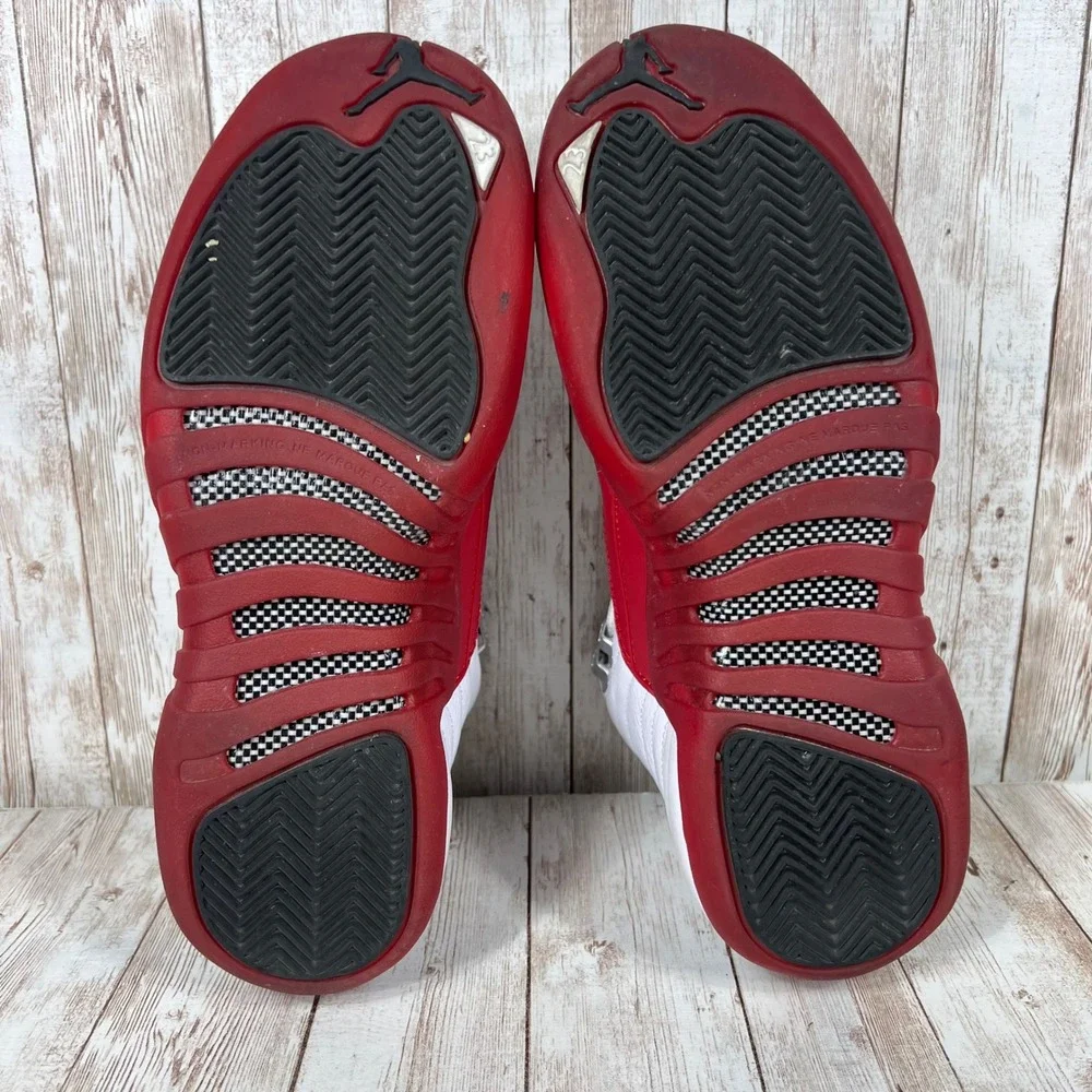Jordan 12 Retro Cherry White Red Black Kids Sneakers 153265-116 Size 5.5Y